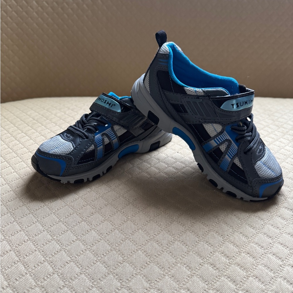 Tsukihoshi Blue and Gray Sneakers with Breathable Mesh and Rugged Outsole